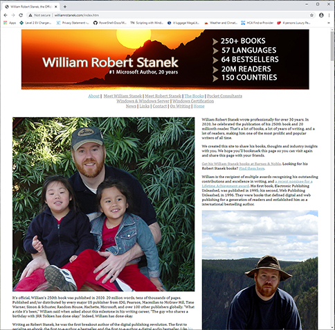 Visit the all new William R Stanek website